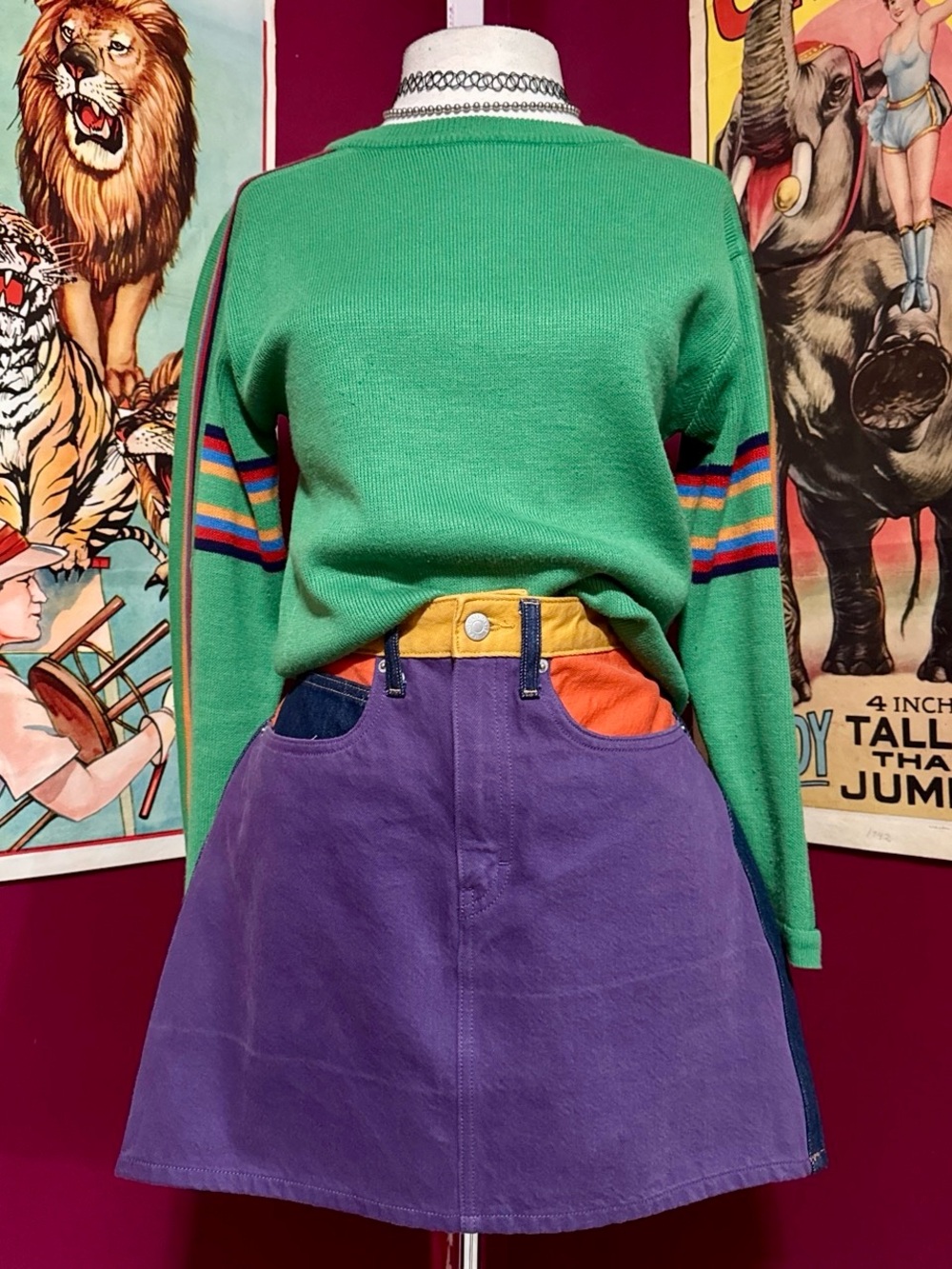 Like New Calvin Klein Jeans Purple Color Block Skirt
